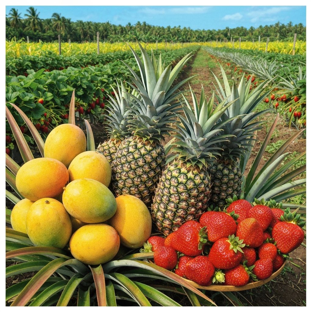 Fresh tropical fruits harvest